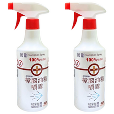 國衛 樟腦油精噴霧, 100%極濃縮, 天然萃取, 居家保健 環境清潔, 500ml, 2瓶
