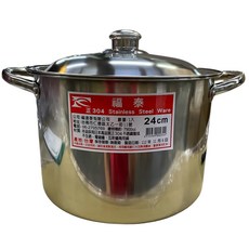 福泰 304不鏽鋼高鍋 24cm 雙耳設計 單一顏色 家用湯鍋 素色, 不鏽鋼 素色, 1個