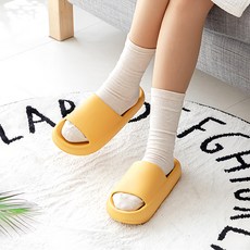 ABLE FACTORY 厚底室內拖鞋, EVA材質, 加厚增高, 柔軟舒適, 防滑耐磨, 黃色, 250mm, 1雙