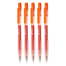 KaCO 速乾彩虹 中性筆, 0.5mm, 一體式防滑筆握, 彈性筆夾, 橙色, 5支