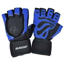 AD-ROCKET 真皮防滑透氣耐磨限定款 M 蔚藍色 健身重訓手套, 1雙