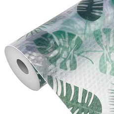 櫥櫃墊 300g, 300 x 35cm, 北歐綠葉, 1捲 - 防潮防霉易清潔，廚房收納好幫手