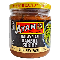 AYAM 雄雞標 參巴蝦米醬 185g 馬來西亞風味, 1罐