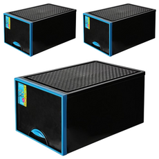 KEYWAY 聯府 時尚黑抽屜整理箱 VK-729 64L, 水藍色, 3個
