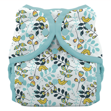 THIRSTIES 壓扣防水尿布兜 適用於0-9個月 (3-8kg)的寶寶 100%聚酯層壓到聚氨酯(TPU), Birdie 藍色 + 白色, 1件