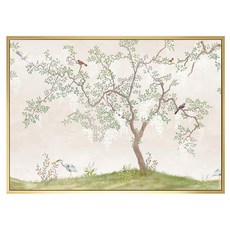 Boluo 菠蘿選畫所 鳥語花香掛畫 40 x 30cm 居家裝飾壁畫, 金色