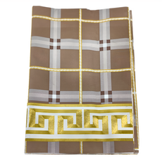 LASSLEY 蕾絲妮 日式防水桌巾 金邊棕格, 長方形180 x 135cm, 1個