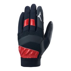 Mizuno 美津濃 守備用手套 左手用, 黑色 + 紅色, 1個