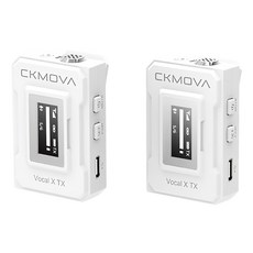CKMOVA VOCAL X V1W 一對一無線麥克風系統 2.4GHz雙通道 附領夾式麥克風, 白色