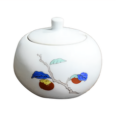 藥味罐-日本制, 錦柿繪 白色, 1個