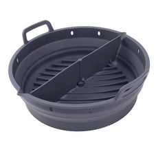 微波烤箱用矽膠烤盤 附隔板 圓形 深灰色, 1個