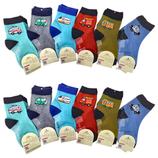 JY SOCKS 靴下屋 兒童款 襪子 12雙, 交通車, 3~6歲 15~18cm