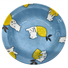 日本美濃燒 檸檬與北極熊 輕量 淺缽 13.7cmxH3.6cm 陶瓷 適用於微波爐、洗碗機、烘碗機, 1個