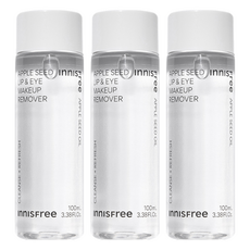 INNISFREE 蘋果籽眼唇卸妝液，溫和不刺激，清新水果香氣, 100ml, 3瓶