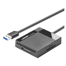 UGREEN 綠聯 SD TF CF MS USB3讀卡機 多卡多讀 0.5m, 灰色款, 1個