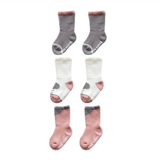 小綠豆居家百貨 加厚兒童防滑毛圈襪 14-16cm 粉雲 3雙, L