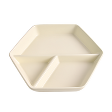 Homely Zakka 北歐六角型陶瓷 奶油黃 23cm 3格分隔餐盤, 1個