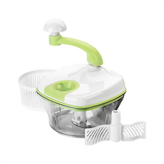 GHIDINI 手轉式切碎攪拌脫水器，3合1多功能食物處理器, 18.5 x 18.5 x 25cm, 白色，綠色, 1組