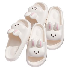 兔子造型室內拖鞋兩雙入 可愛舒適 男女通用, 240mm, 白色
