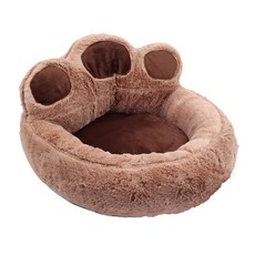 捷華 熊掌寵物窩 PP棉填充 適合5公斤以內寵物, 咖啡色, 1個