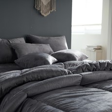 BED&DECO 柔軟超細纖維 SS 灰色 韓國製, 棉被 + 枕套, 棉被 150 x 205cm + 枕套 40 x 60cm