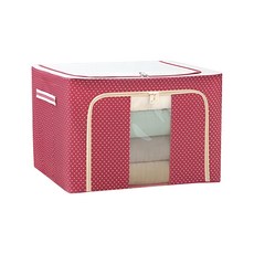 衣物棉被鋼架收納箱 牛津布款 100L, 紅色圓點, 1個