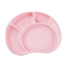 SiliPot 鉑金矽膠幼兒調色板造型防滑餐盤 韓國製造 曲線設計 底部吸盤, 豆沙粉, 1個