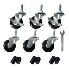 KI WISH 居家生活 工業輪組 6入(組) 附腳管套 煞車車輪 活動輪 台灣製造, 輪徑50mm/2" 搭配六分鐵管 M8牙, 1組