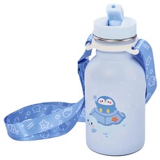 KOM 海洋歷險趣 兒童隨身瓶附背帶, 藍色 350ml, 1個, 藍色, 350ml, 1個