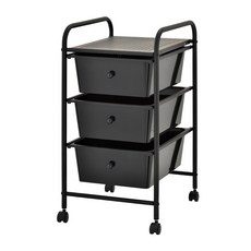 ikloo 宜酷屋 收納抽屜車 3層 32W x 36.5D x 63Hcm 3.01kg, 黑色, 1個