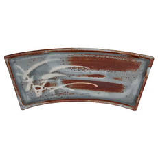 日本製 赤志野蘆扇形皿 27 x 21 x 4.5cm XL070913-4 1個, 紅色 + 藍色