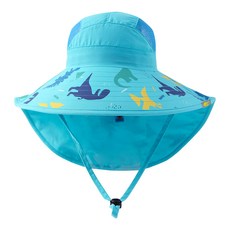 LEMONKID 檸檬寶寶 大帽檐遮陽帽, 56cm, 湖水藍恐龍