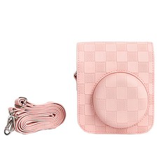 拍立得ins風小清新復古相機收納包 mini12適用 粉色格紋, 單一商品, 1個