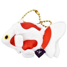 金魚珠鍊鈴鐺吊飾, 紅白色, 1個, 11cm