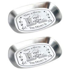 復古美式馬口鐵不銹鋼餐盤 美式創意風 輕鬆搭配各種美味 可接觸食物 耐高溫耐腐蝕, 顏色隨機, 25 x 16.5 x 3cm, 2個