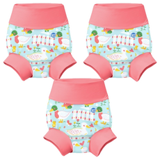 Splash About Happy Nappy 3D加強版 游泳用 森林漫遊 6-12個月 全新3D游泳尿布褲, L, 3件
