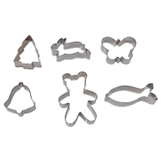 TRIARROW 三箭牌 不鏽鋼造型餅乾模 不鏽鋼材質, 貓+蝴蝶+熊+鈴鐺+魚+樹, 6個