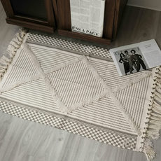 亞維儂復古流蘇地墊, 白色