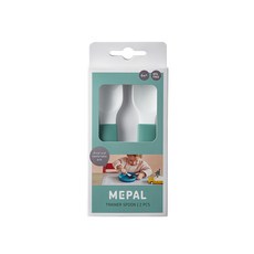 MEPAL MIO 學習餐匙二件組, 100%無BPA 食品安全認證, 防滑短握柄設計, 耐熱100°C, 冷藏冷凍適用, 微波爐洗碗機適用, 森綠色, 1組, 湯匙