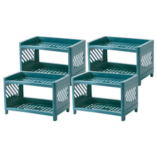 多功能桌面置物收納盒(4入) 尺寸約24.5x15.5x15cm 重量約217g PP材質, 顏色隨機, 2層