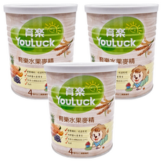YouLuck 育樂 水果麥精 280g 寶寶副食品 營養麥粉, 水果, 3罐