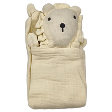 Kori Deer 可莉鹿 純色質感小動物純棉紗布安撫巾 獅子, 28 x 28cm, 象牙白, 1條