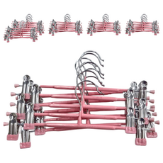 奈米防滑無痕褲架, 10入套裝, 不鏽鋼材質, 可伸縮, 承重強, 粉色, 6組