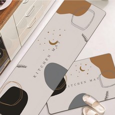 LZQ 矽藻土廚房吸水防油腳踏墊2件組, 莫蘭迪D款