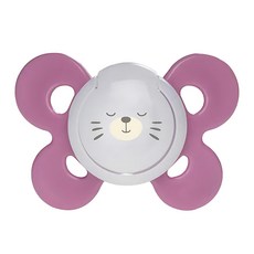 Chicco 舒適哺乳 機能型矽膠安撫奶嘴, 底座加寬設計, 蝴蝶造型設計, 附專用收納盒, 16~36M, 喵星粉, 1個
