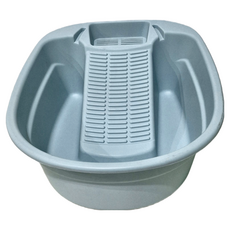 一體成型加厚多功能洗衣板水盆 長方款-藍色 48x38x14公分, 1個