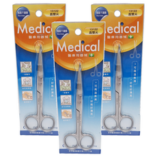 e-CARE 醫康 醫療用不鏽鋼剪刀 直雙尖 14cm, AE13122, 3支