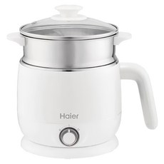 Haier 海爾 雙層防燙多功能美食鍋 1.35L 牛奶白 附蒸架, HBK039MW