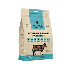 VITAL ESSENTIALS 凍乾鮮肉犬用生食餐 大顆粒, 牛肉, 14oz, 1包