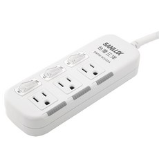 SANLUX 台灣三洋 三開關三座延長線 獨立防塵蓋設計 耐燃UL94V-0等級防火材質, 1.8m, 白色, 1條